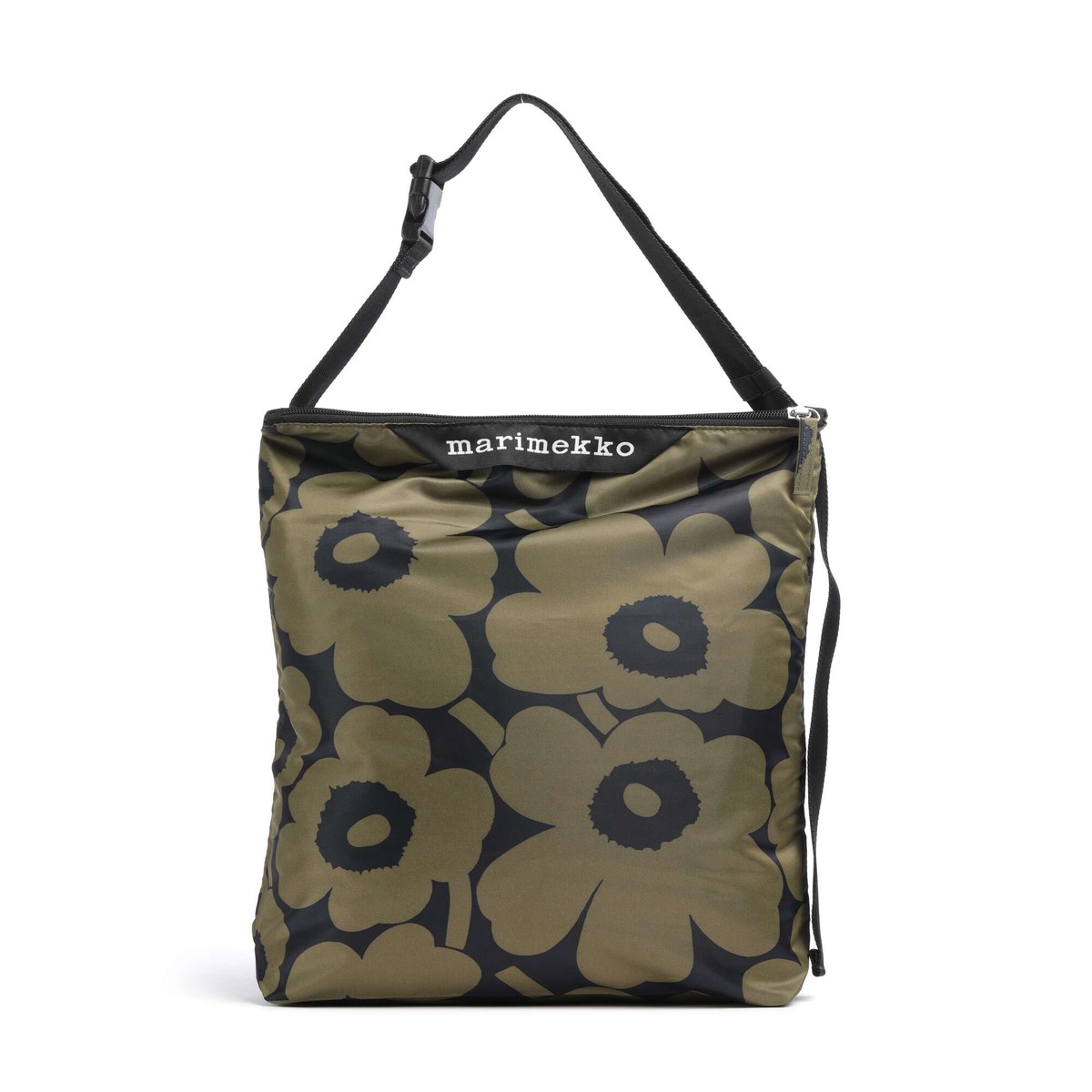 Marimekko Neat M Unikko Hobo bag olive green/dark blue