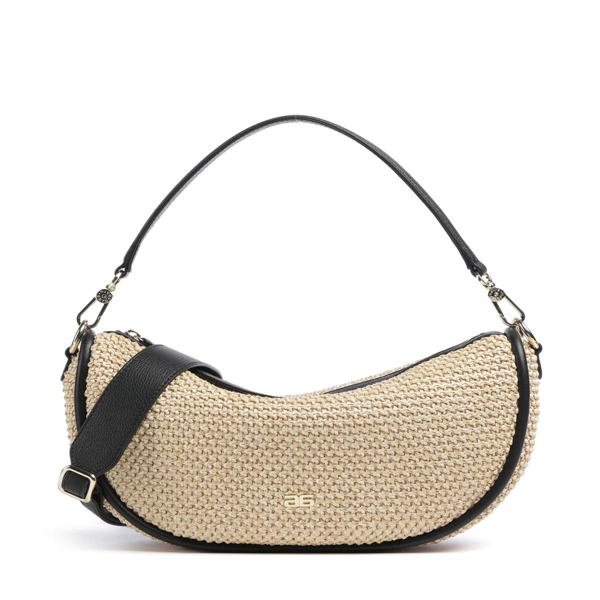 Abro Maglia Raffia Willow Hobo bag natural/black