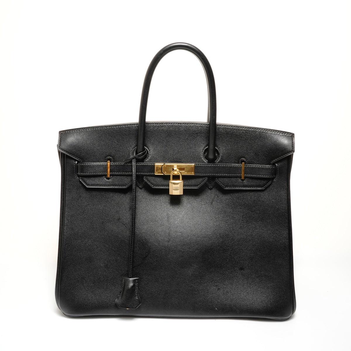HERMES Birkin 35 Veau Gulliver Z Handbag black WS27864