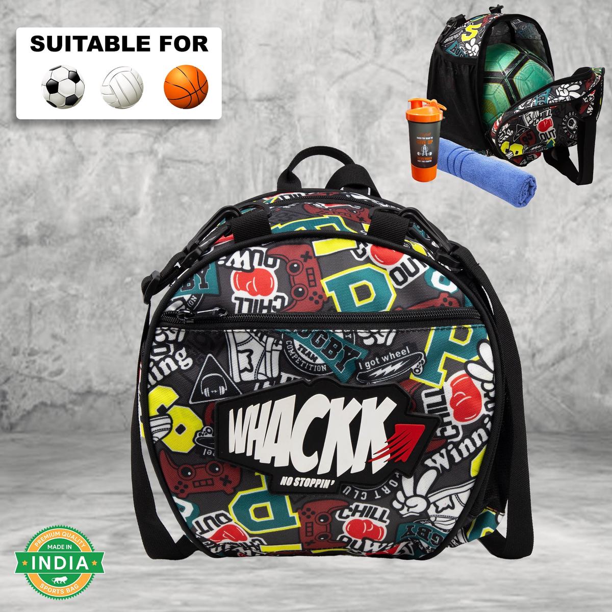 Attack Rugby Soccer 12L Football Equipment Bags| Basketball Volleyball Bags |Adjustable Strap Backpack |Easy Access Pocket Mesh Bottle Holders | Ball Bag |Kitbag |Bag Whackk | Kibi Sports