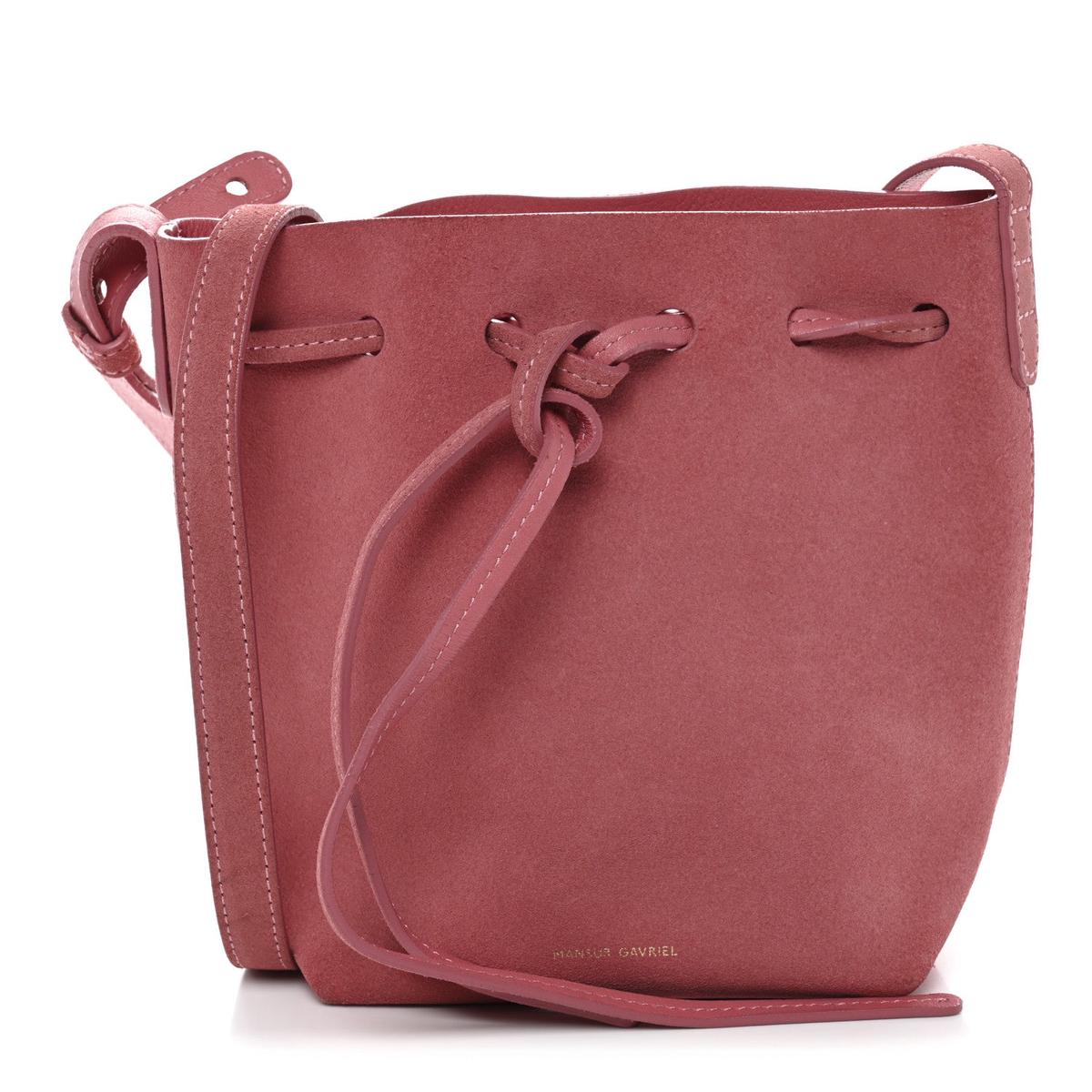 Suede Mini Mini Bucket Bag Blush