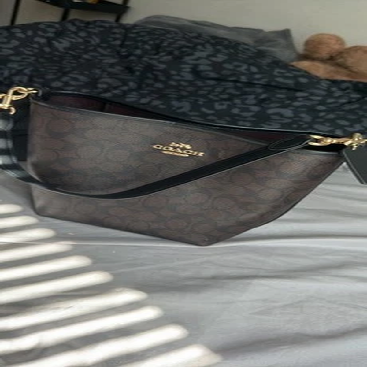 Coach Signature C Monogram Brown/Black Small Crossbody Bag, Gold Hardware