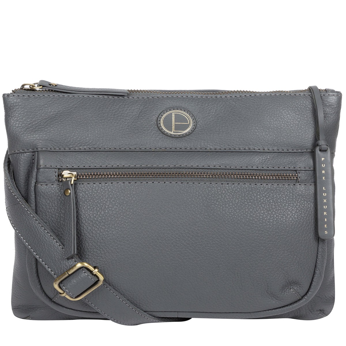'Serenity' Grey Leather Cross Body Bag
