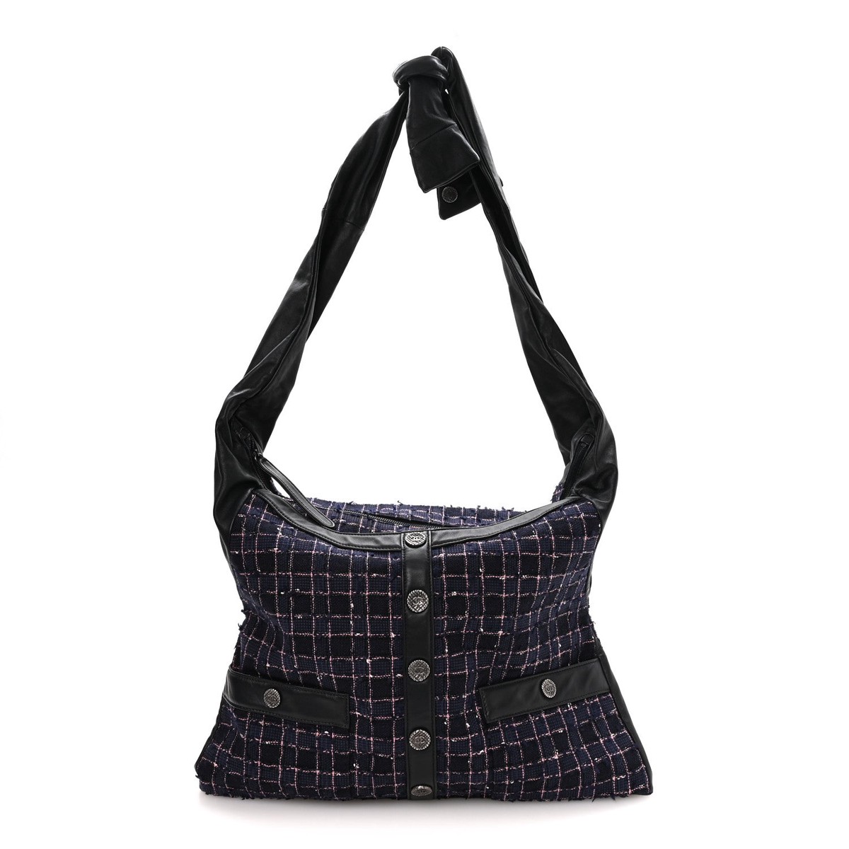 Tweed Lambskin Large Girl Bag Navy Blue Pink