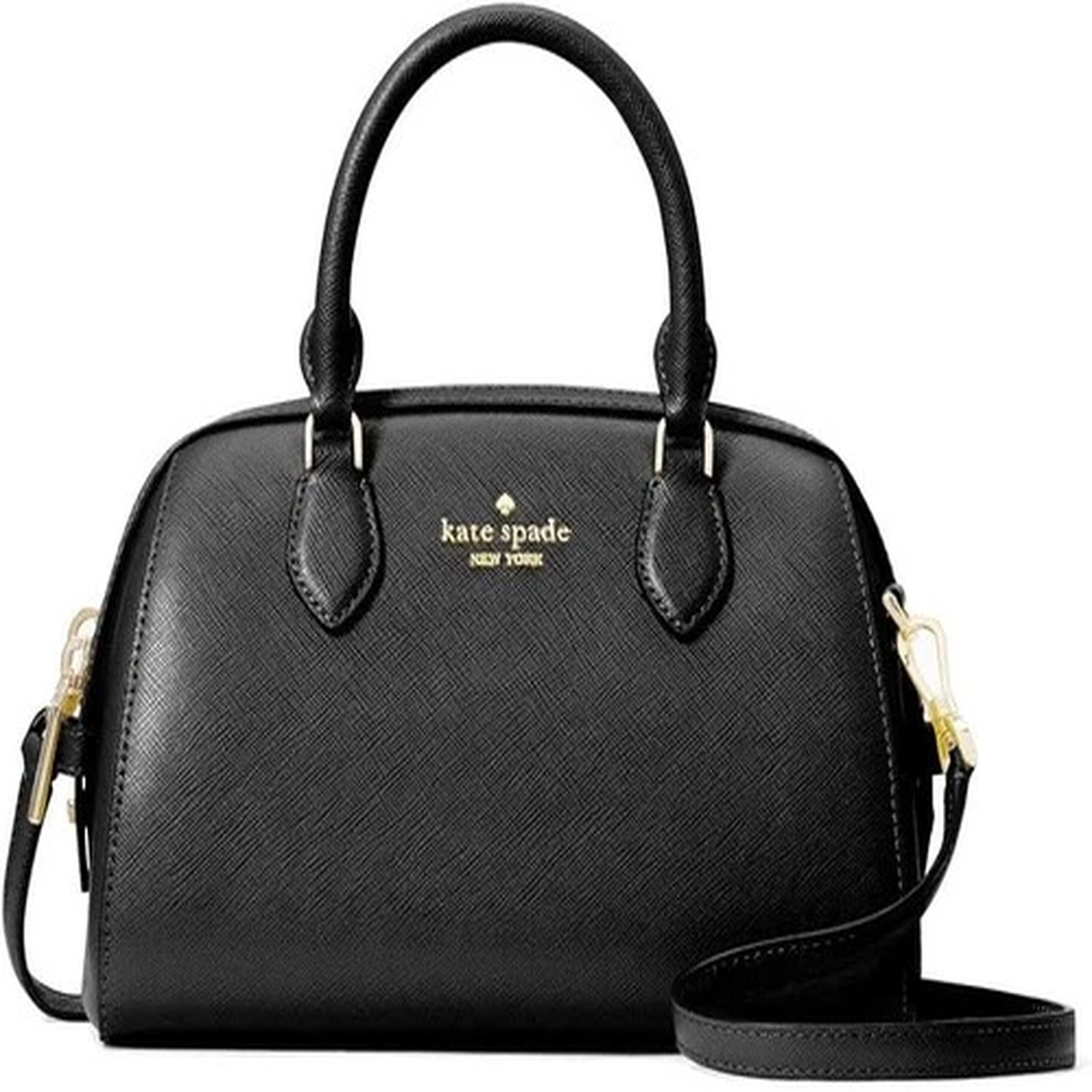 Kate Spade Madison Duffle Satchel Crossbody Bag KI830 Black Saffiano Leather