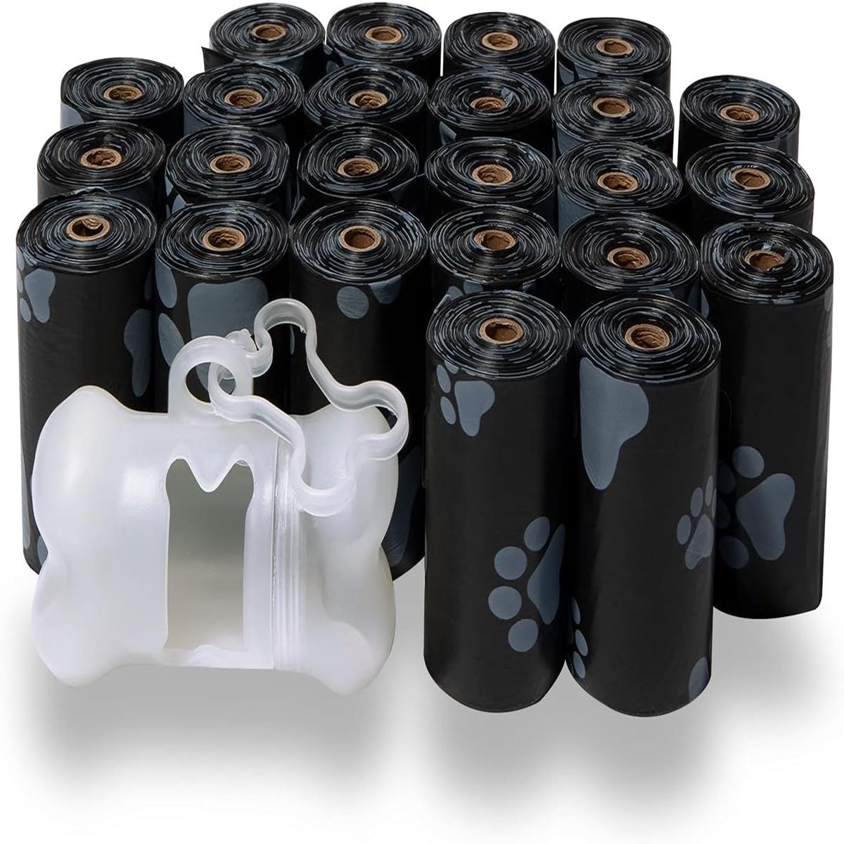 Best Pet Supplies Dog Poop Bags (360 Bags) for Waste Refuse Cleanup, Doggy Roll Replacements for Outdoor Puppy Walking and Travel, Leak Proof and Tear Resistant, Thick Plastic - Black