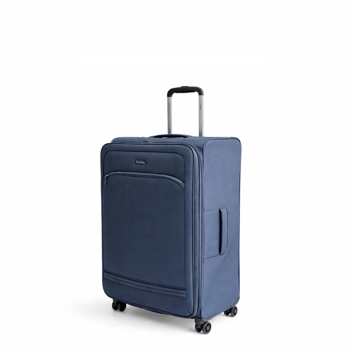 PC86341-3T Pierre Cardin Trolley Case Navy Soft Shell Luggage with TSA Lock & 360 Spinner Wheels