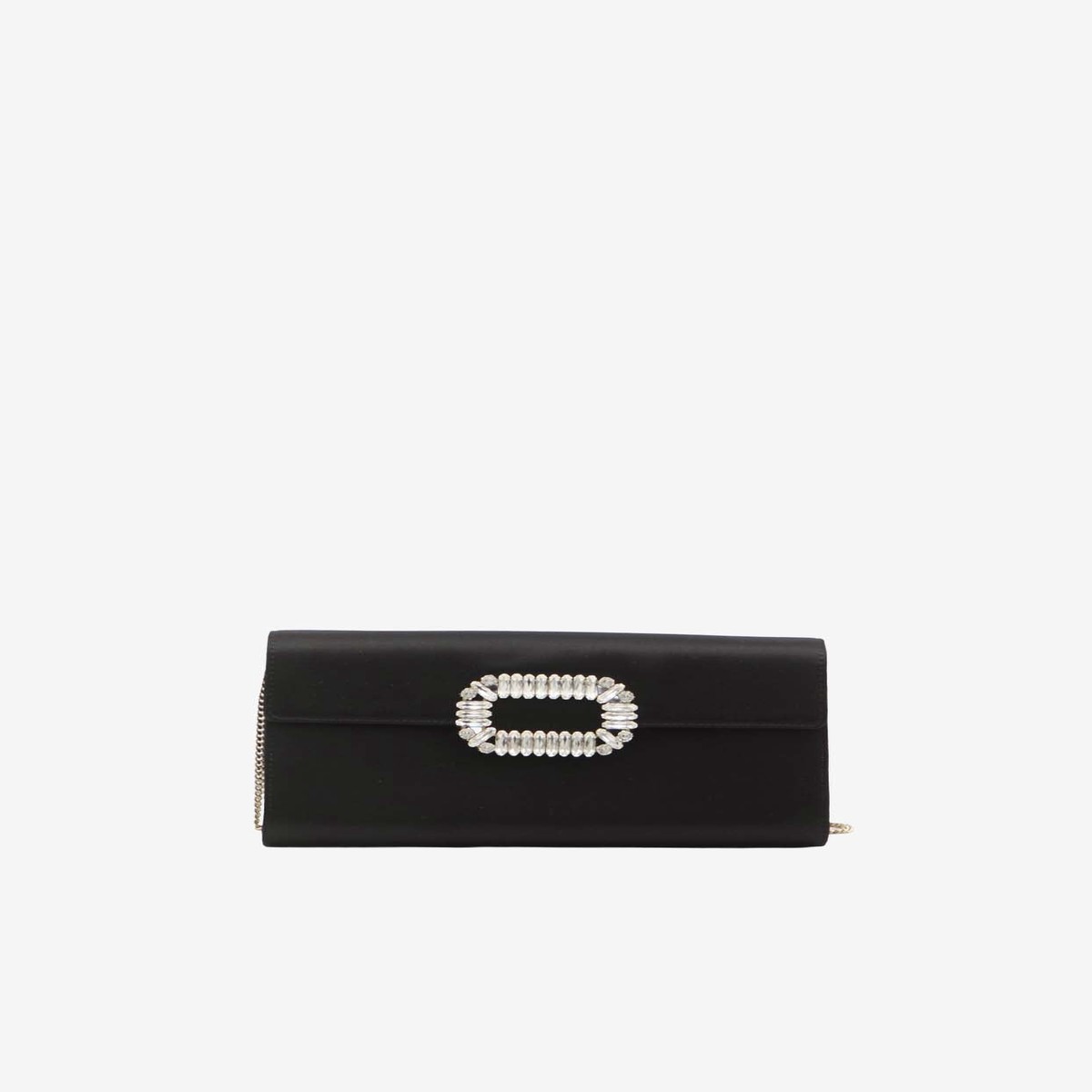 Efflorescence Satin Clutch Bag with Crystal-Buckle