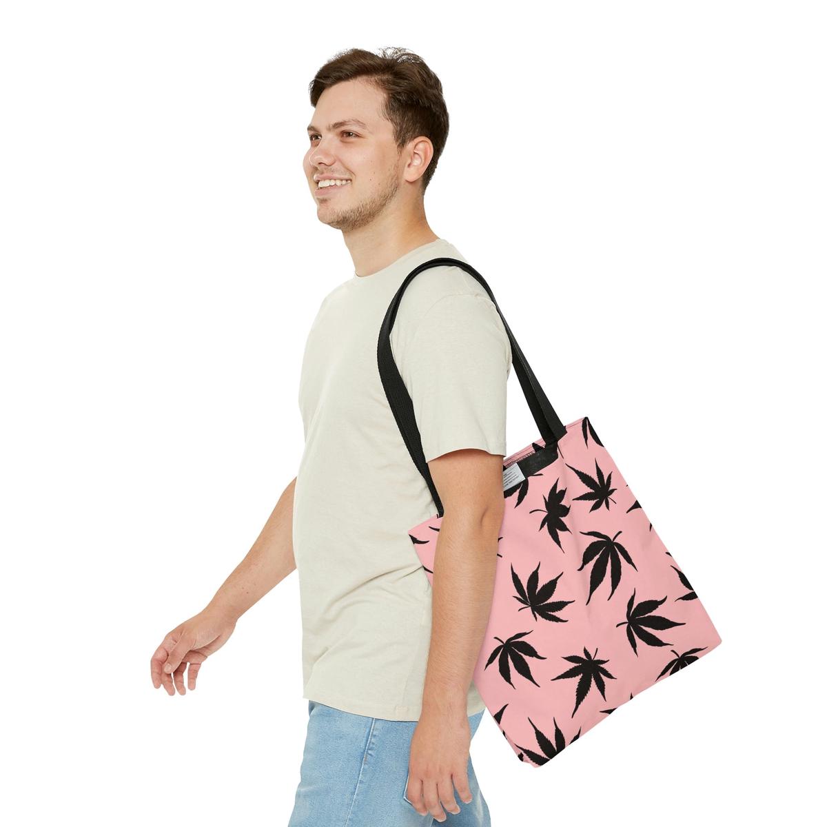 Marijuana Leaves Pink Tote Bag - Medium