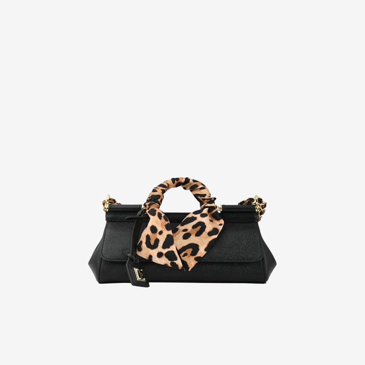 Small Sicily Top Handle Bag in Dauphine Leather with Scarf Detail