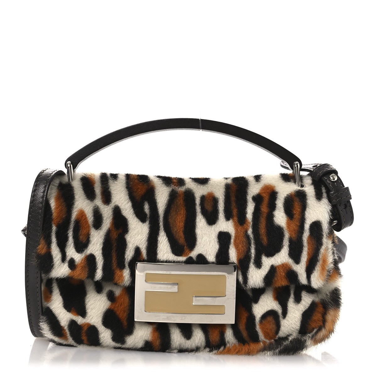 Calf Hair Leopard Print Phone Baguette Moro