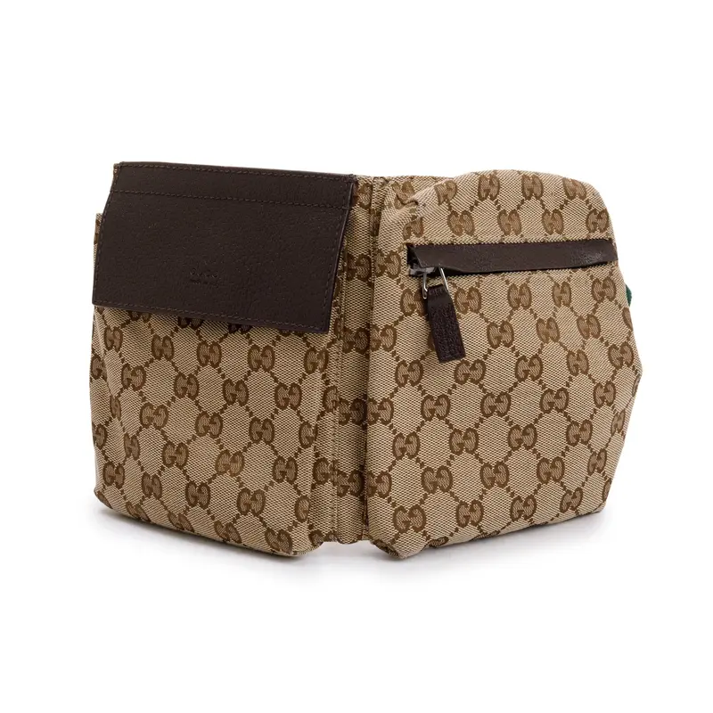 Gucci Vintage GG Canvas Double Pocket Belt Bag