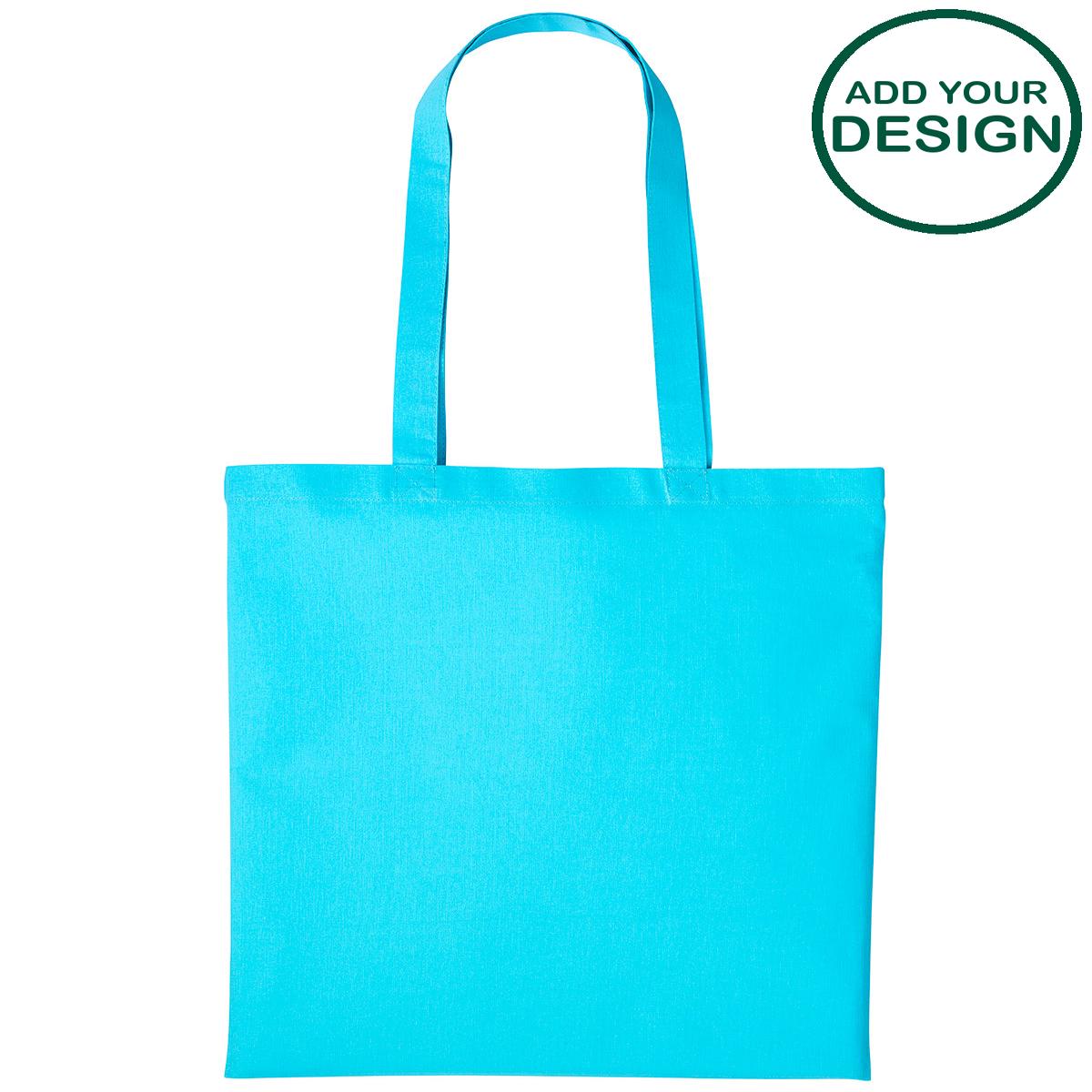 Nutshell - Cotton shopper long handle - Turquoise - Add Your Design/Logo