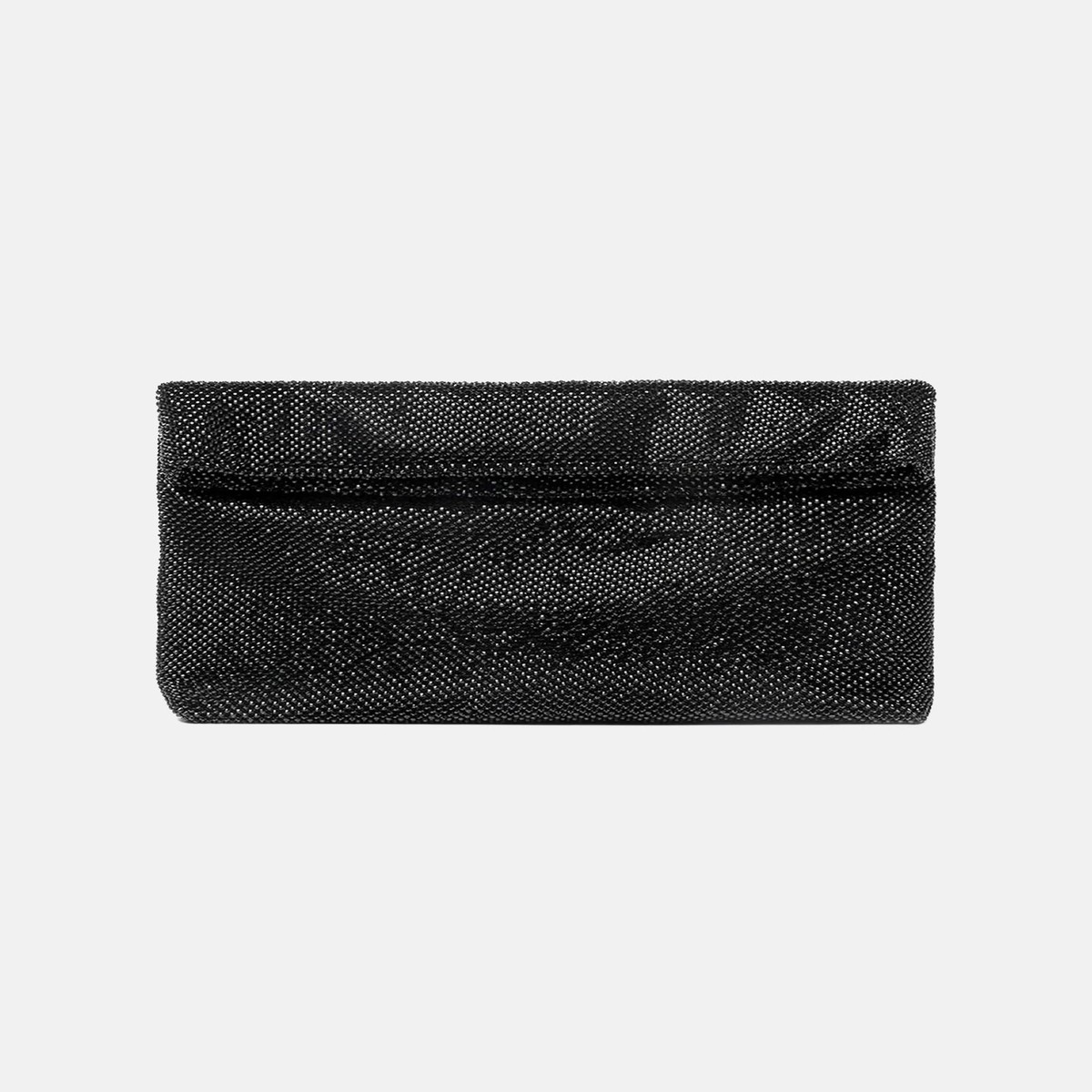 TWENTY FOURHAITCH Women's Black Clutch Bag with Micro Rhinestones
