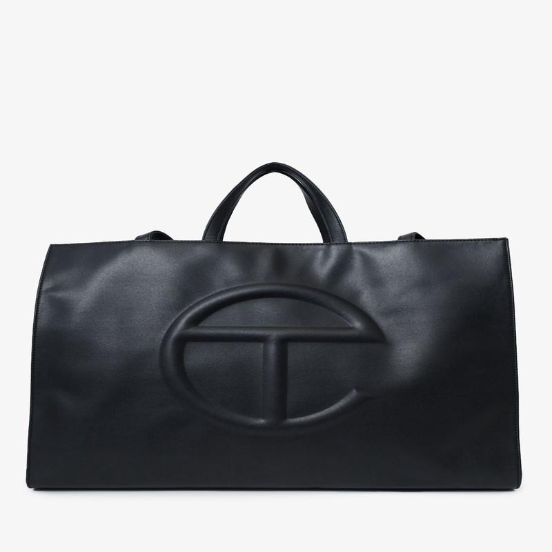 Telfar Black Faux Leather Large Shopping Bag