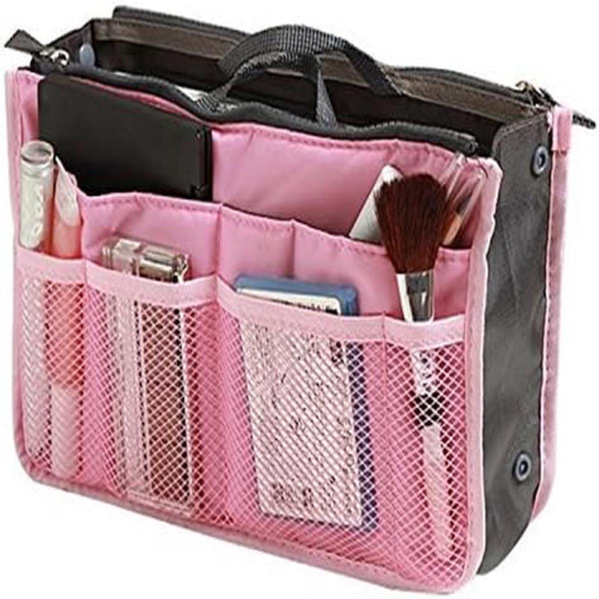Travel Organiser Insert Tidy Cosmetic Handbag Pink 247635