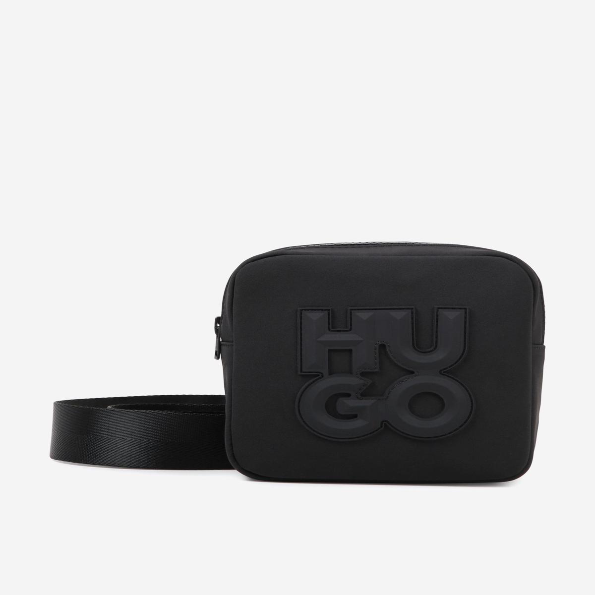 Hugo Boys Rubber Logo Crossbody Bag in Black (15cm)
