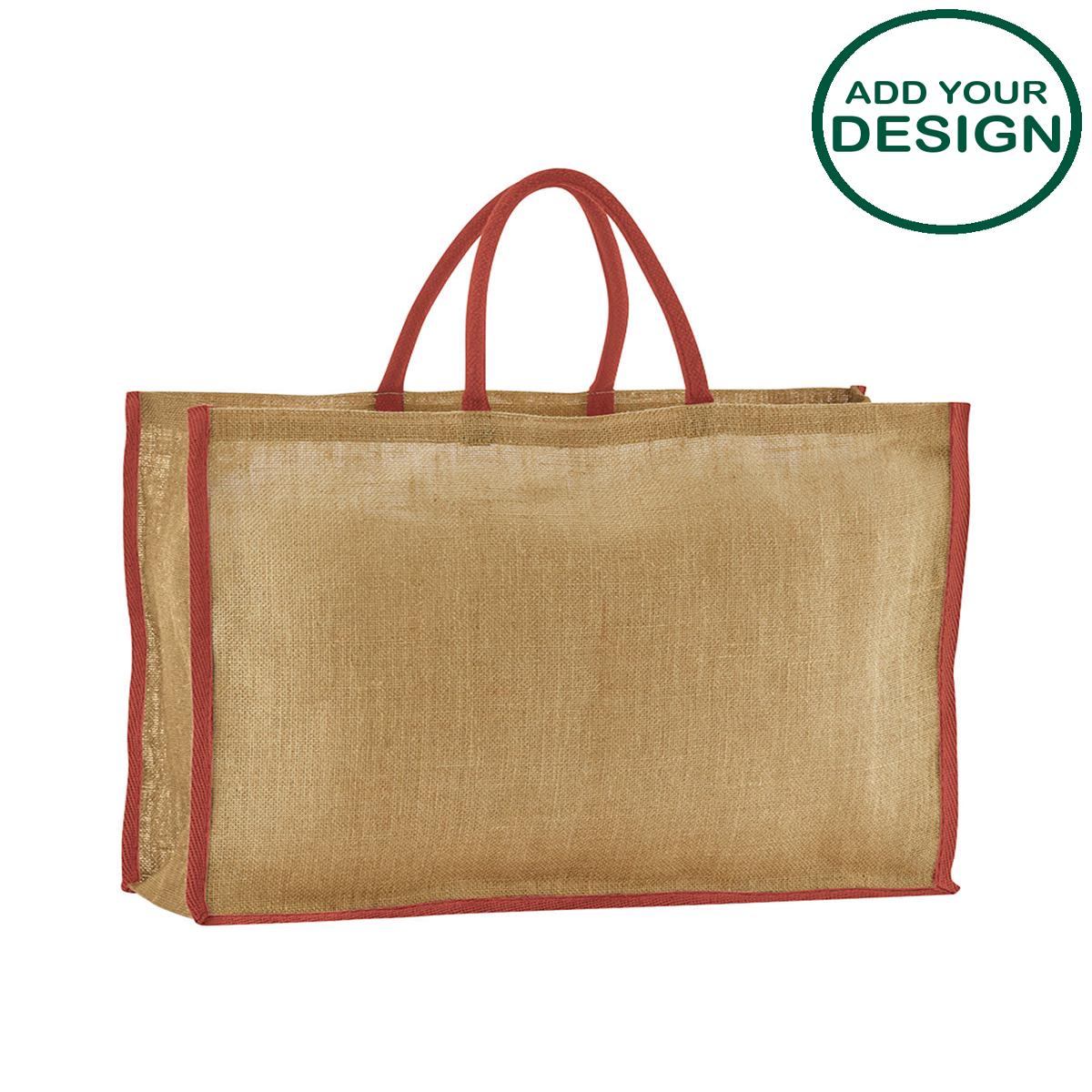 Westford Mill - Natural starched jute market shopper - Natural/Orange Rust - Add Your Design/Logo