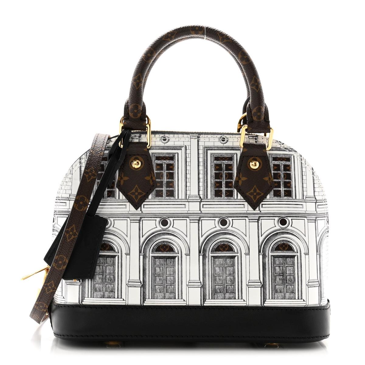 X FORNASETTI Calfskin Architettura Alma BB Black White