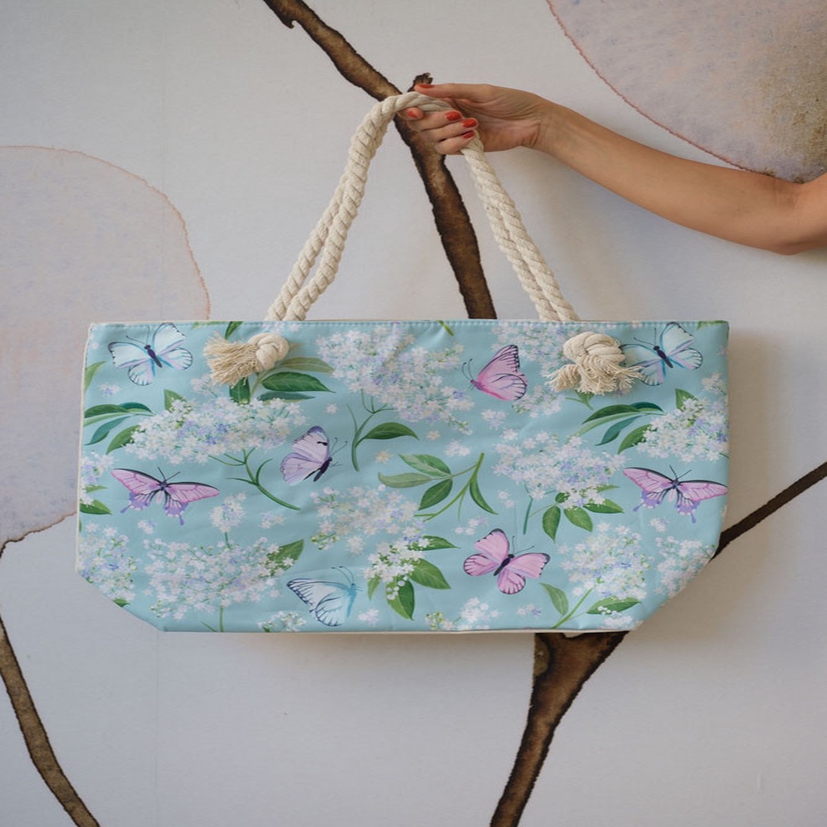 Aqua Butterfly Project Bag