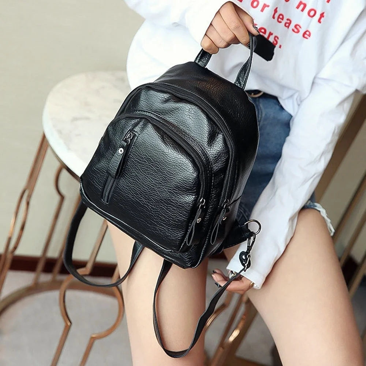 Women's PU Leather Bag, Travel Bag, Schoolbag for Girls