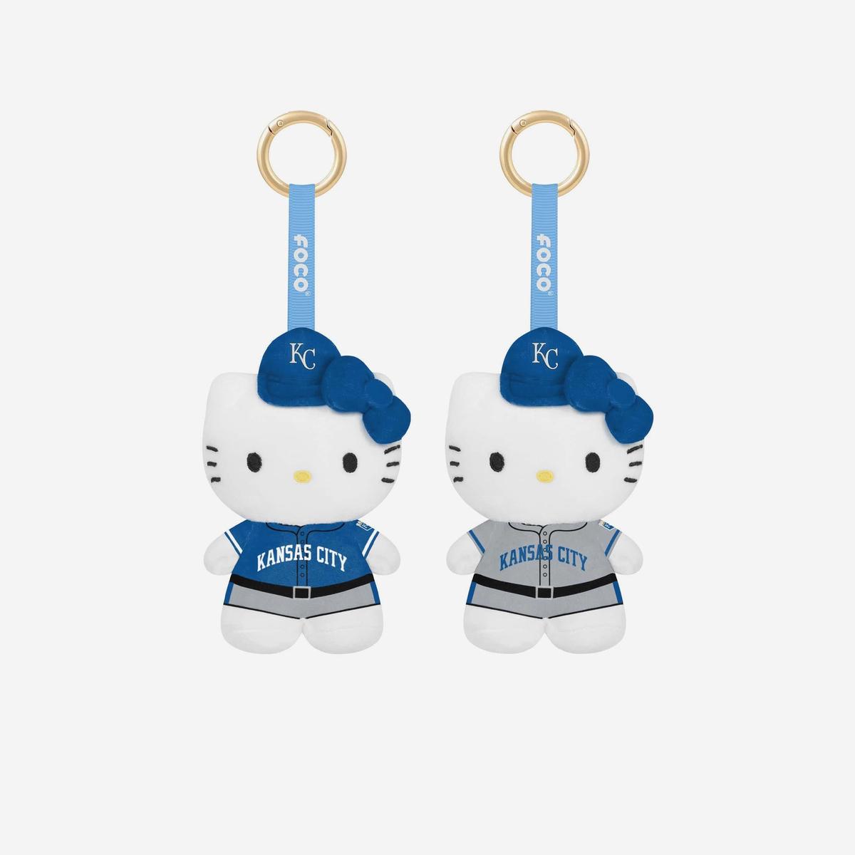Kansas City Royals 2 Pack Mini Plush Hello Kitty Bag Charm Keychain