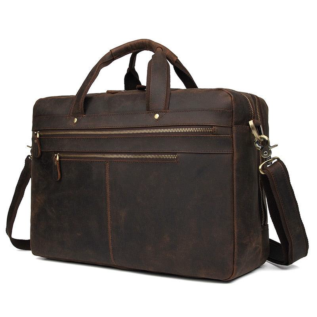 Nesitu Vintage Brown Thick Genuine Crazy Horse Leather 1482178217 15682178217 1782178217 Laptop Men Briefcase