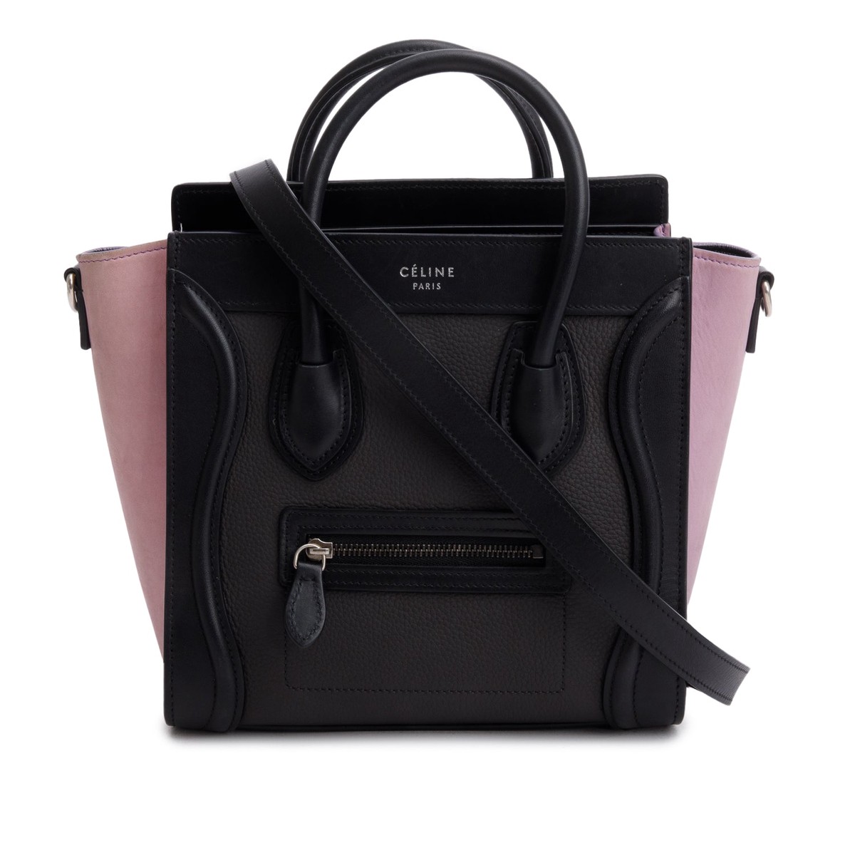 Celine Tri-Color Calfskin Leather Nano Luggage Tote w/ Strap