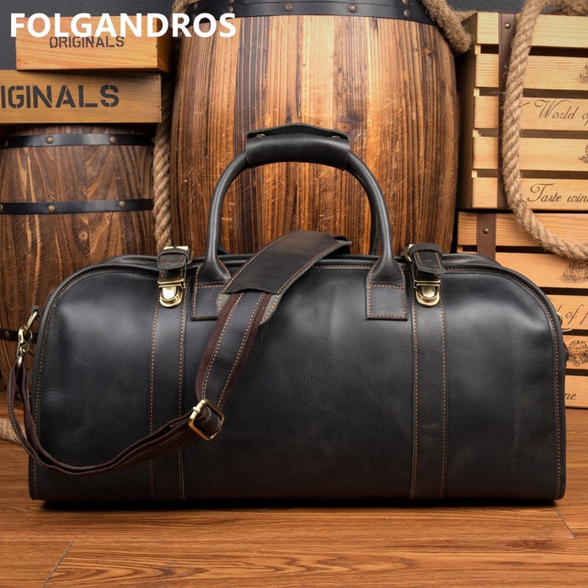 Fashion Genuine Leather Travel Bag Men Casual Handbags Cowhide Business Travel Duffle Large
