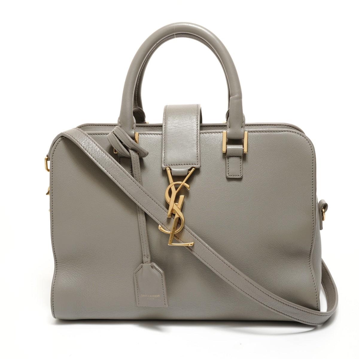 YVES SAINT LAURENT YSL Logo Baby Cabas 2-way Handbag gray WS27825