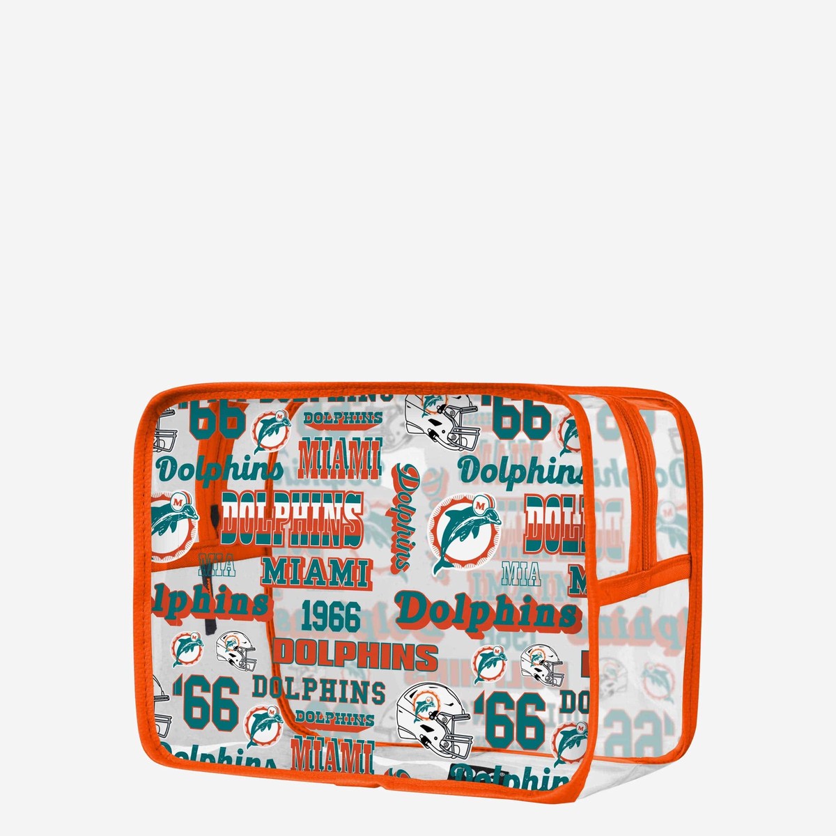 Miami Dolphins Repeat Retro Print Clear Cosmetic Bag