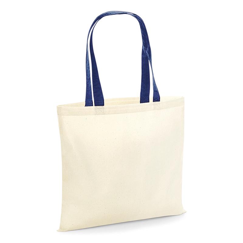 Natural/French Navy - Bag for life - contrast handles