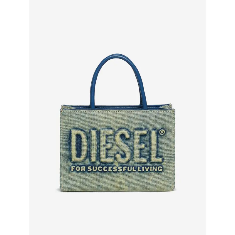 Diesel Girls Washed Denim Logo Mini Bag in Blue (18cm)