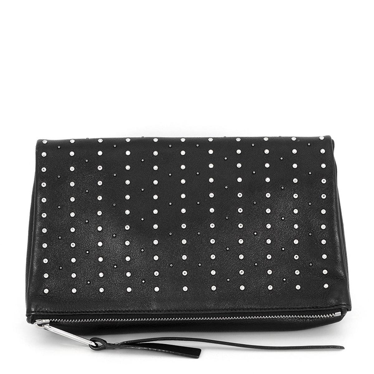 JIMMY CHOO Studded Clutch Bag Black Leather
