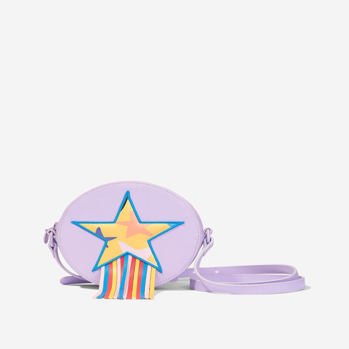 Stella McCartney Girls Fringed Star Round Shoulder Bag in Purple (L:16 x H:16 x W:4.5cm)