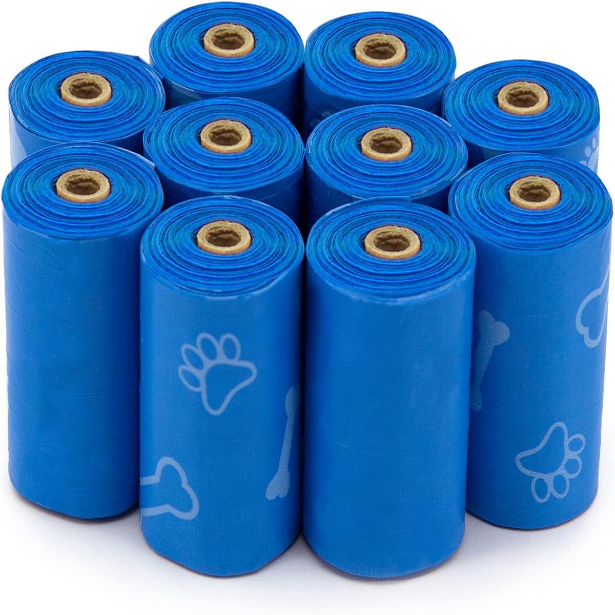 Best Pet Supplies Dog Poop Bags (150 Bags) for Waste Refuse Cleanup, Doggy Roll Replacements for Outdoor Puppy Walking and Travel, Leak Proof and Tear Resistant, Thick Plastic - Blue (Unsc