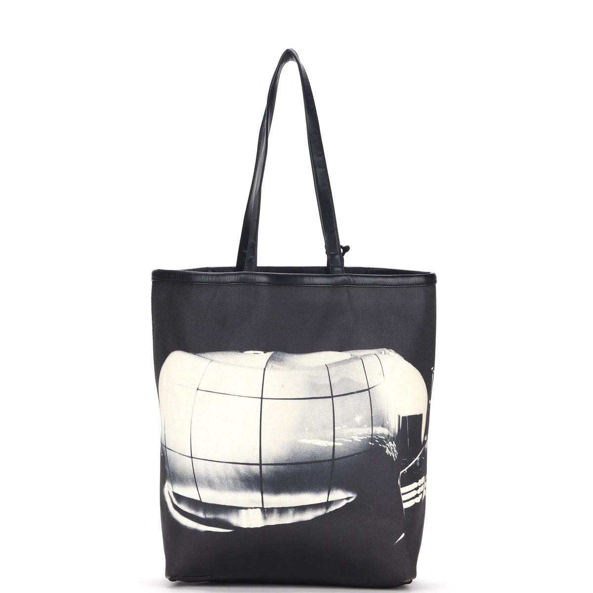 CHANEL KARL LAGERFELD LE MOBILE ART BLACK COATED CANVAS TOTE , WITH , NO DUST COVER