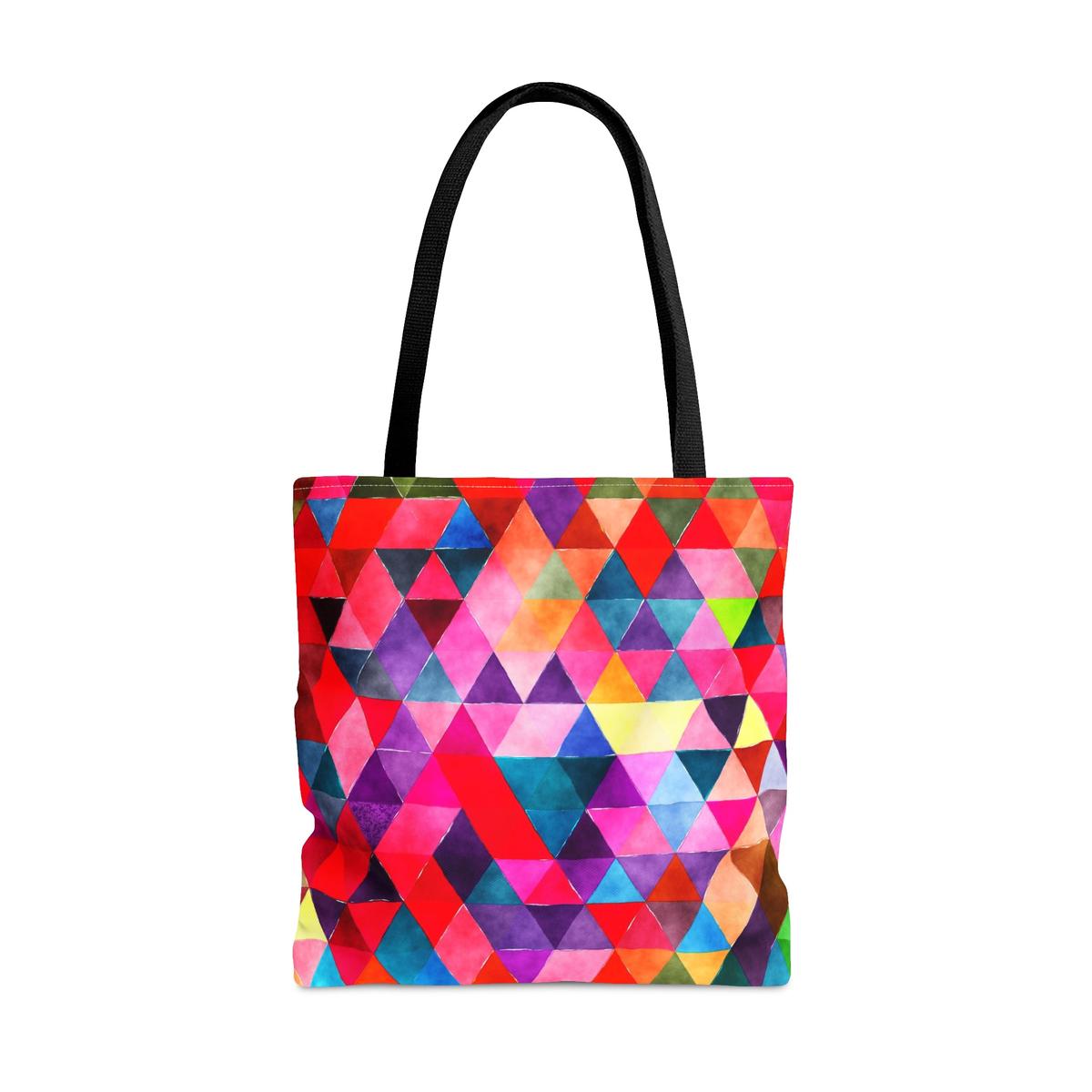 Vibrantly Colored Triangles Make Daily Routine Cheerful Tote Bag - 3 Sizes - Large