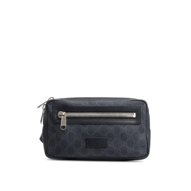 Gucci Black GG Supreme Belt Bag with Zip Pocket