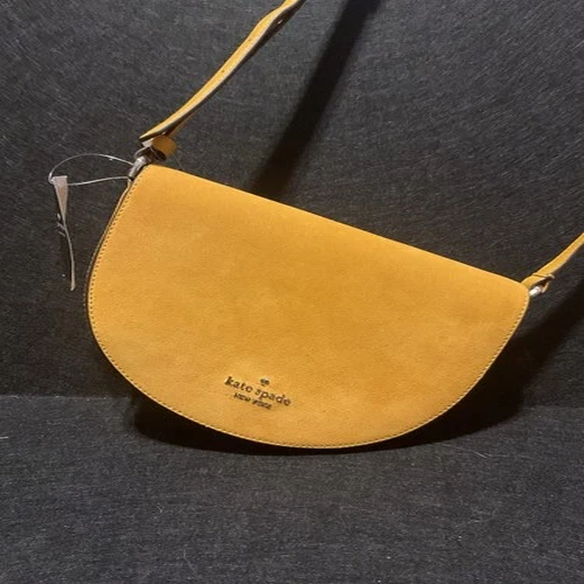 Kate Spade in gold NYC Yellow Suede Crossbody Magnetic Close Adjustable Strap