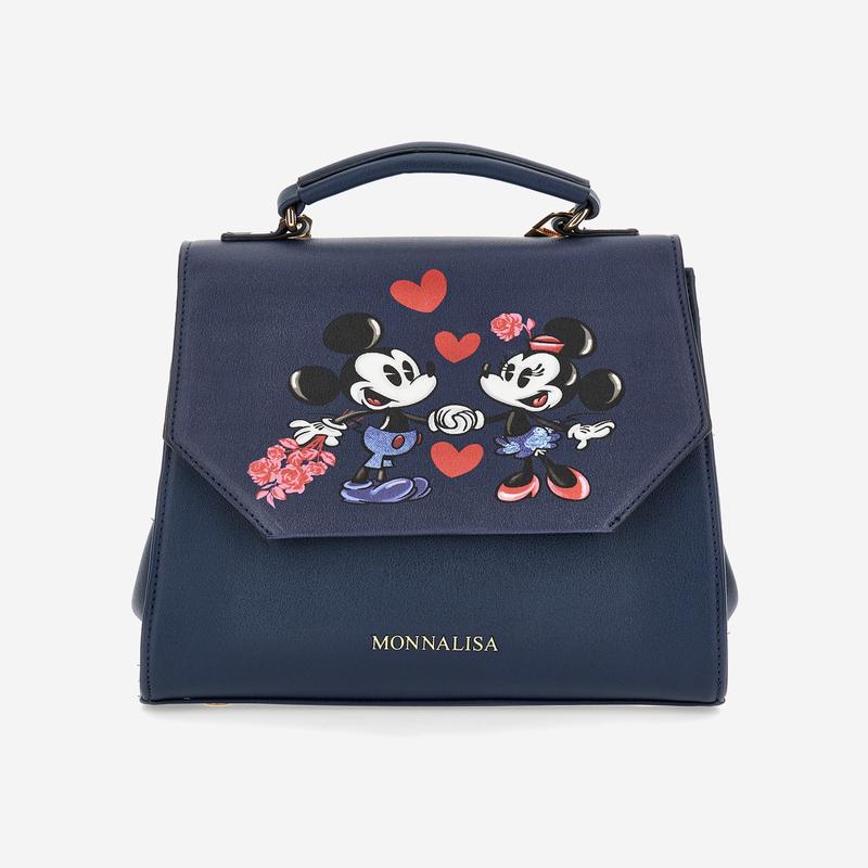 Monnalisa Girls Mickey and Minnie Backpack in Navy (25cm)