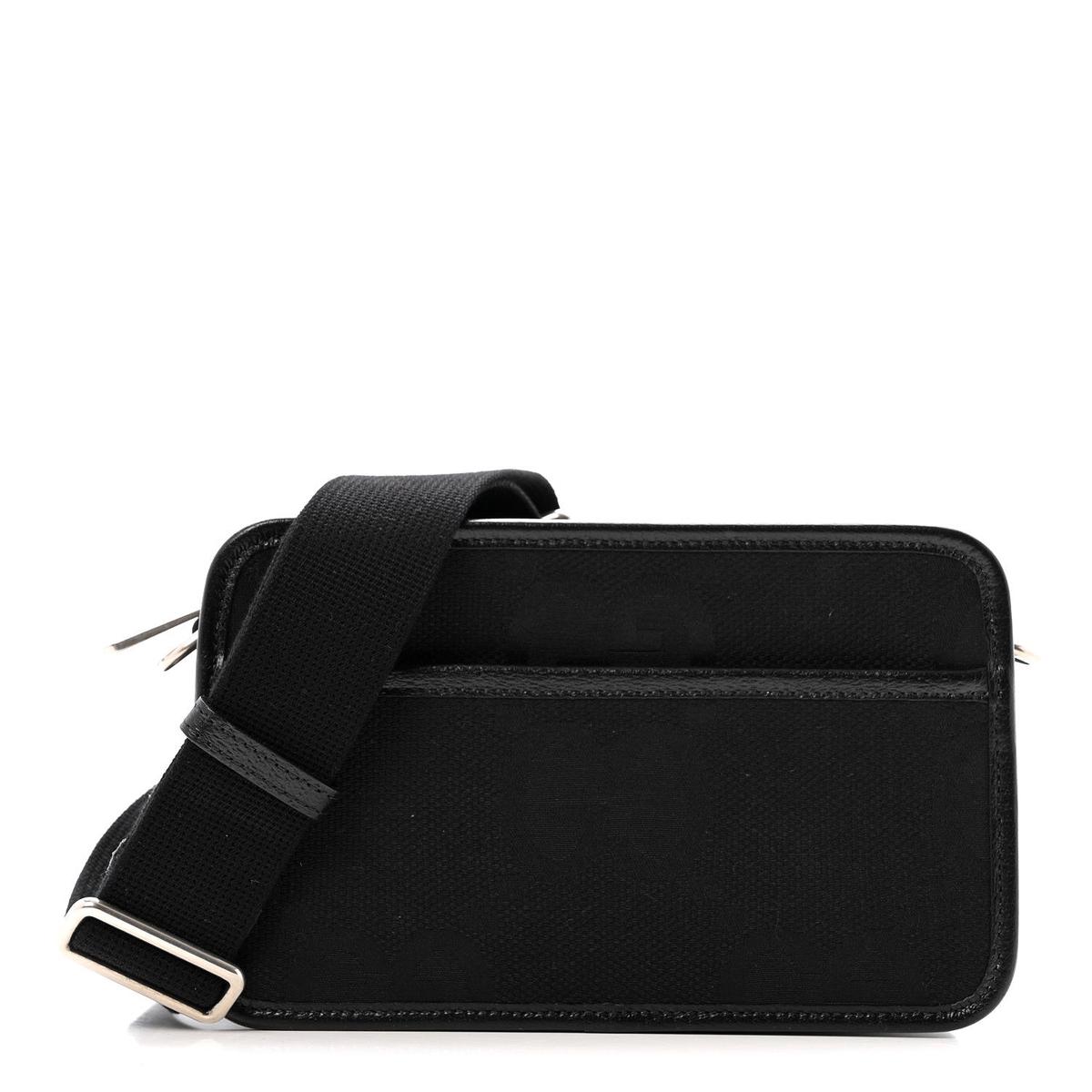 Monogram Jumbo GG Textured Dollar Calfskin Web Mini Crossbody Bag Black