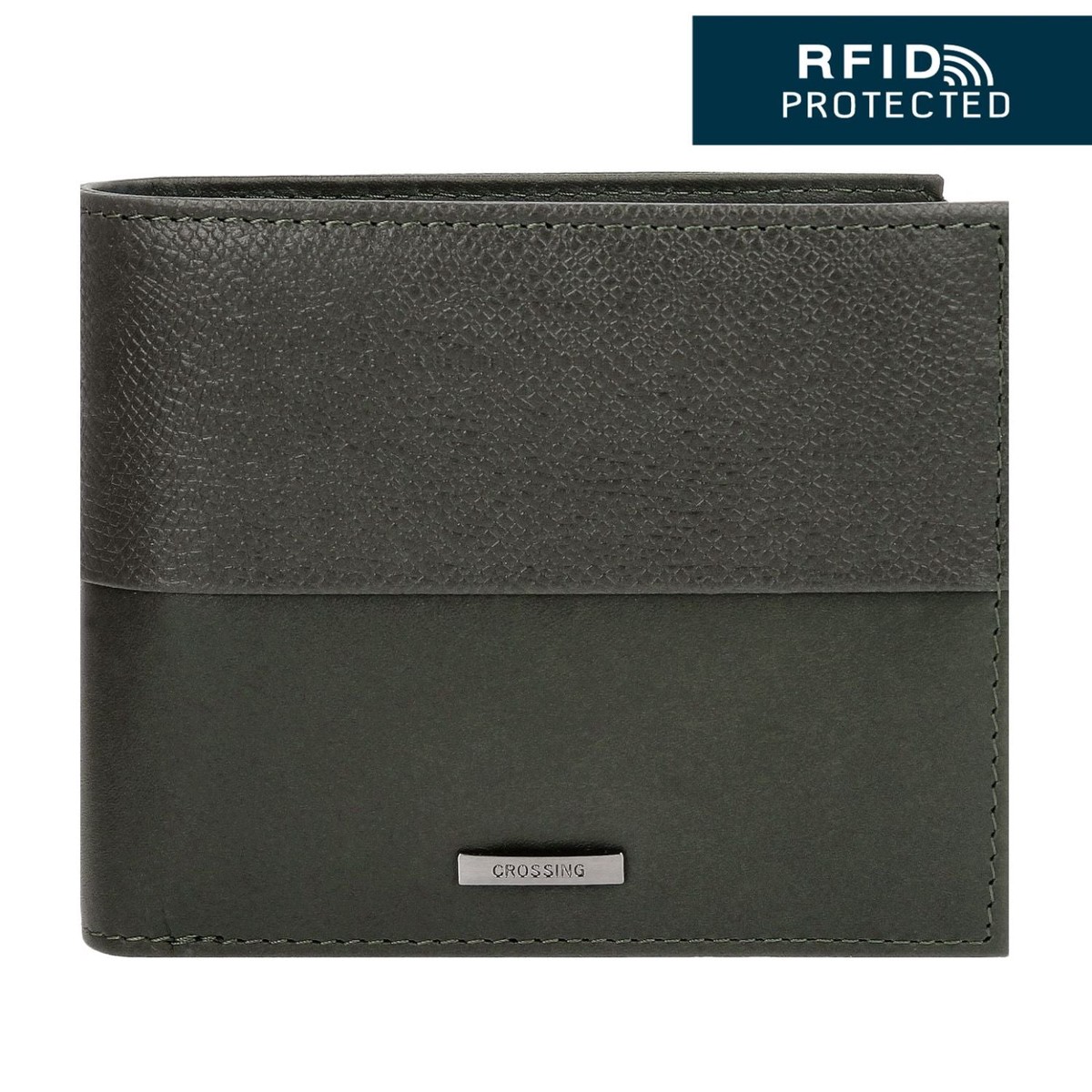 Crossing Infinite Bi-Fold Leather Wallet With Window And Coin Pocket RFID - Khaki