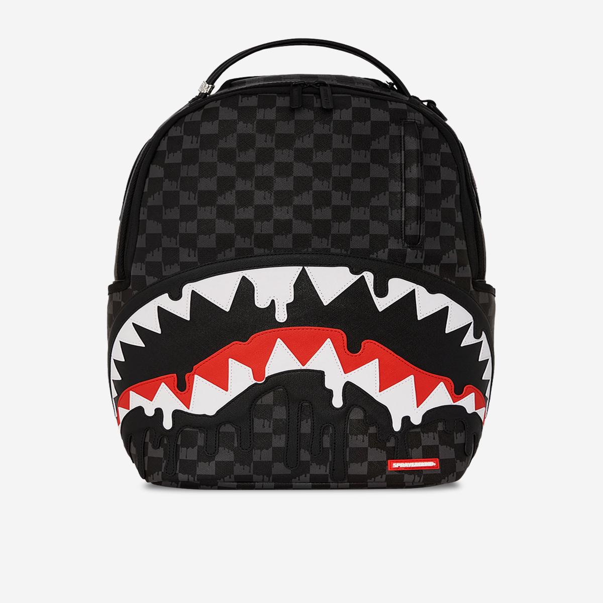 Sprayground Kids Dripping Sharks In Paris DLXV Backpack in Black (45.72cm)