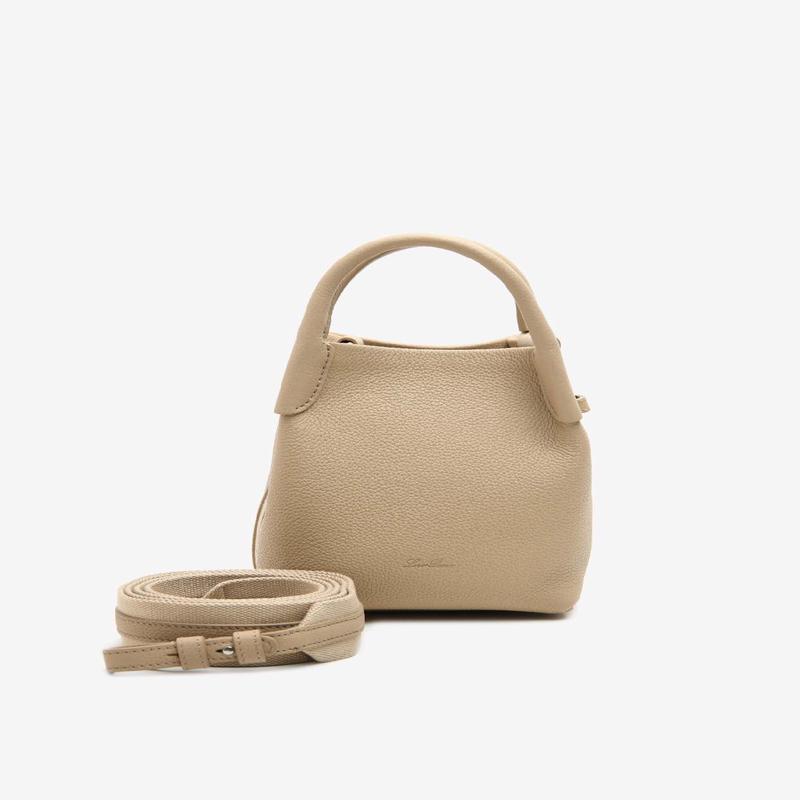 Micro Bale Grained Leather Bucket Bag