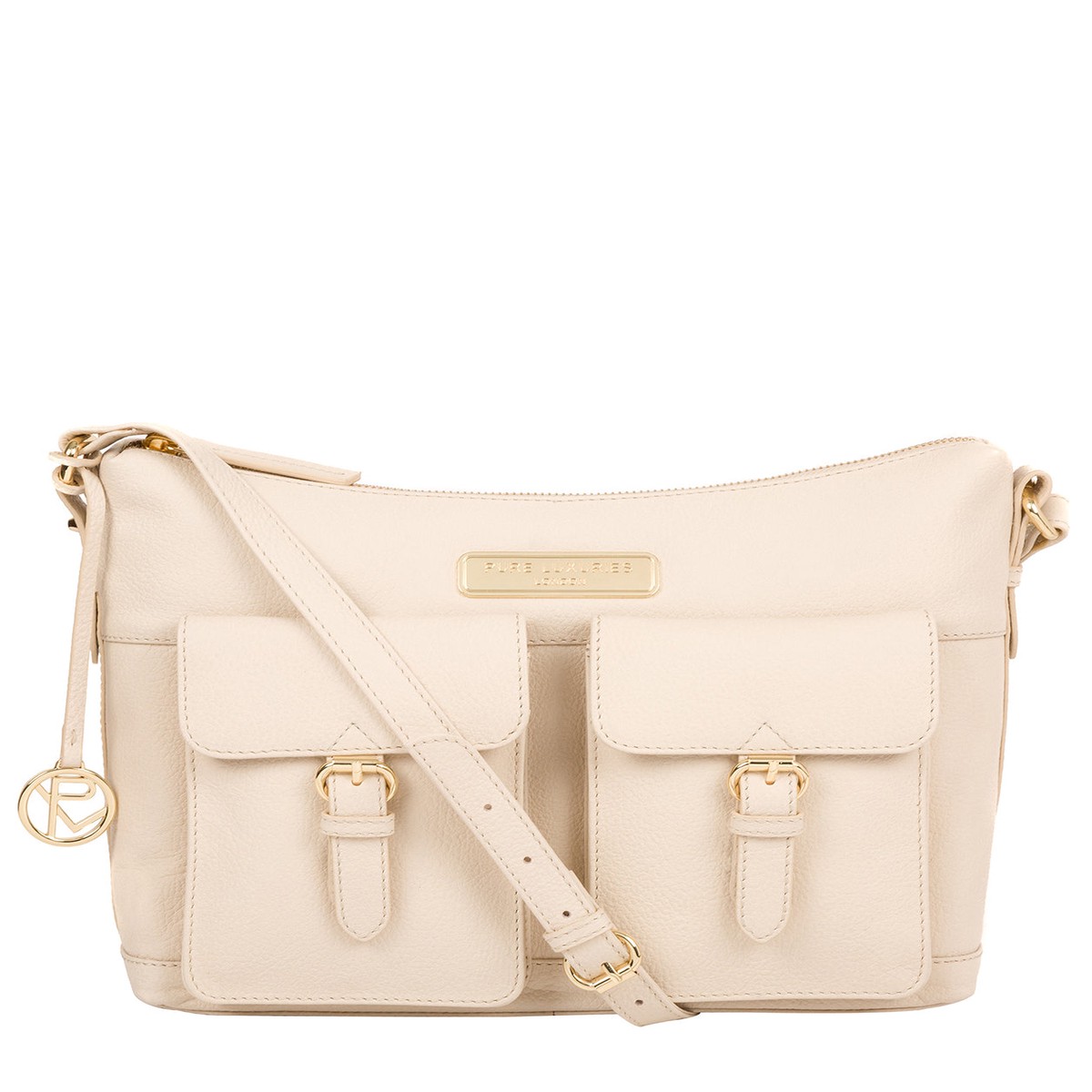 'Jenna' Frappe Leather Shoulder Bag