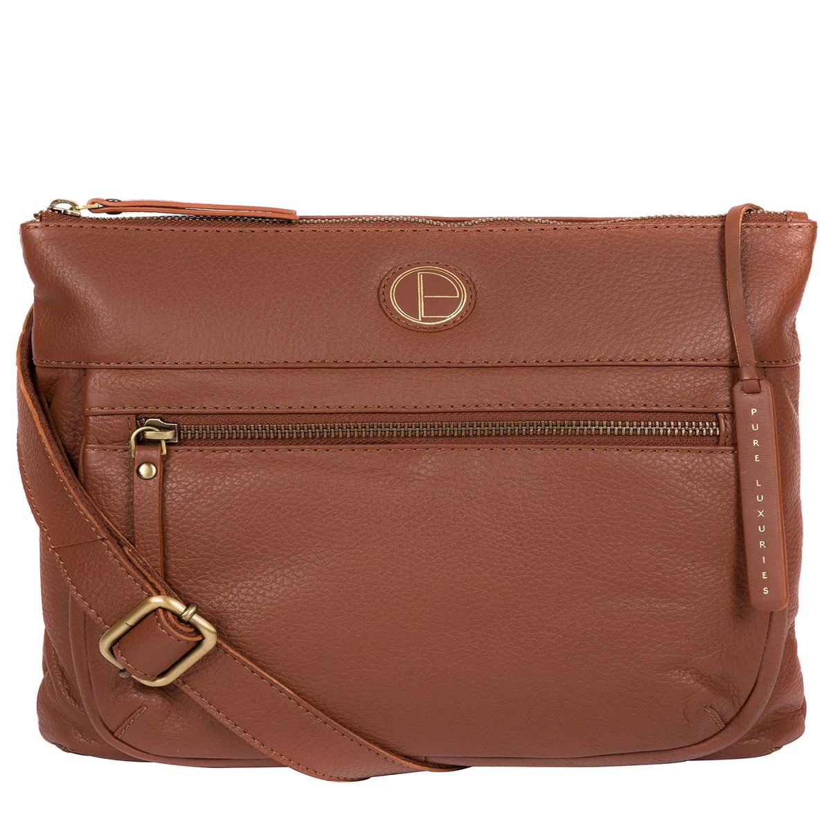 'Serenity' Dark Tan Leather Cross Body Bag