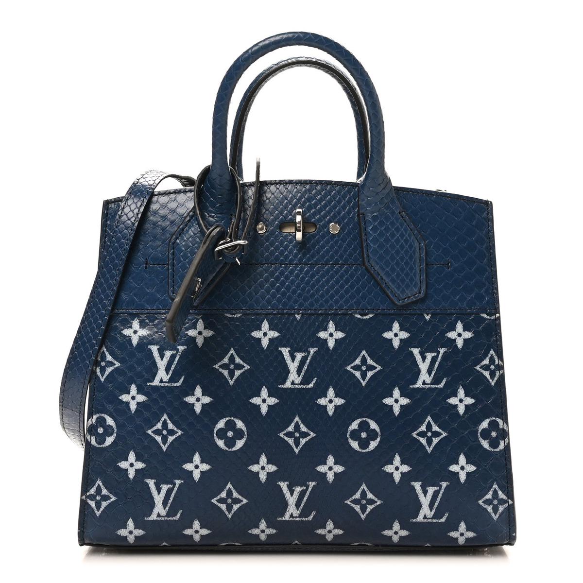 Snakeskin Monogram City Steamer PM Blue
