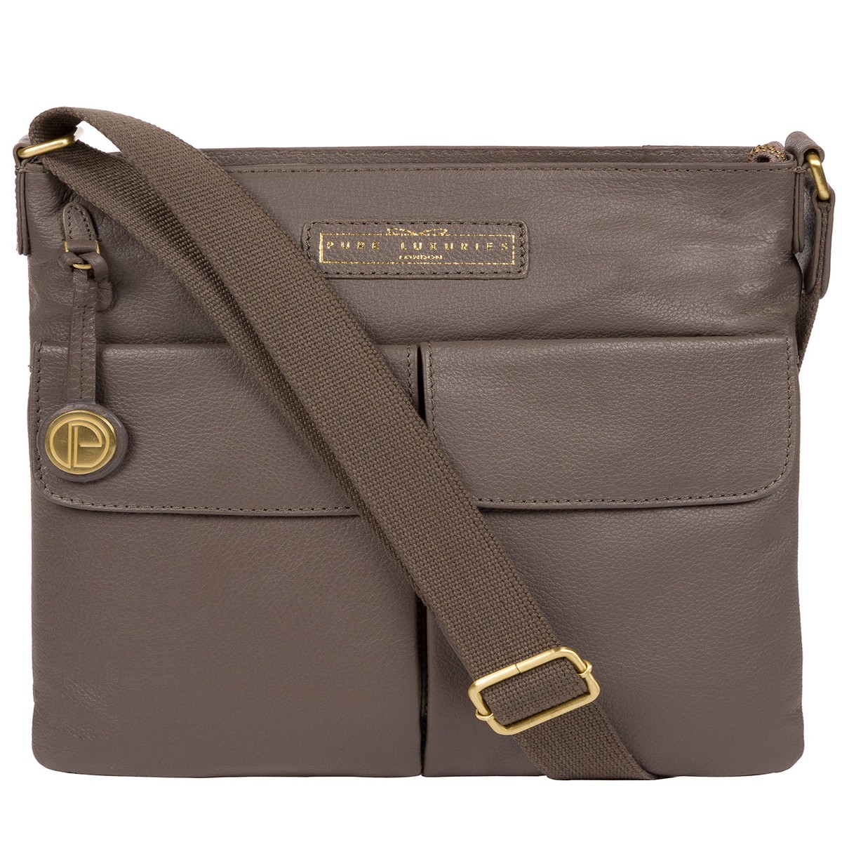 'Barnwell' Grey Leather Cross Body Bag