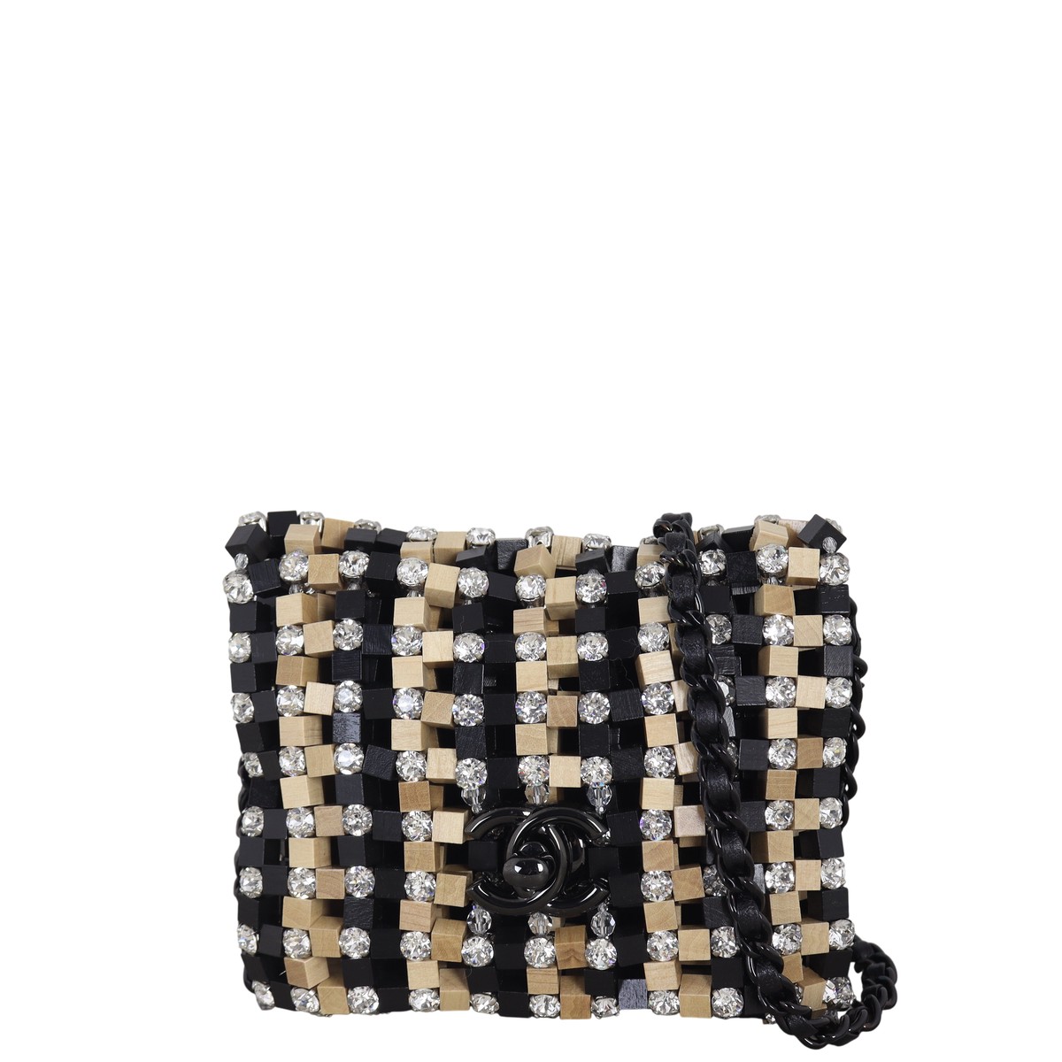 Chanel Metiers d'Art Crystal Wood Clutch on Chain